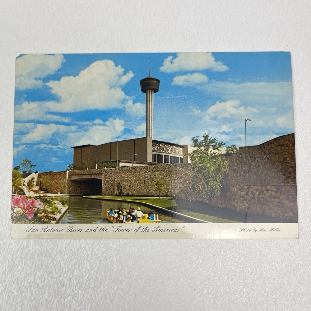 Vintage Postcard 1970 San Antonio River the Tower of the Americas San Antonio TX
